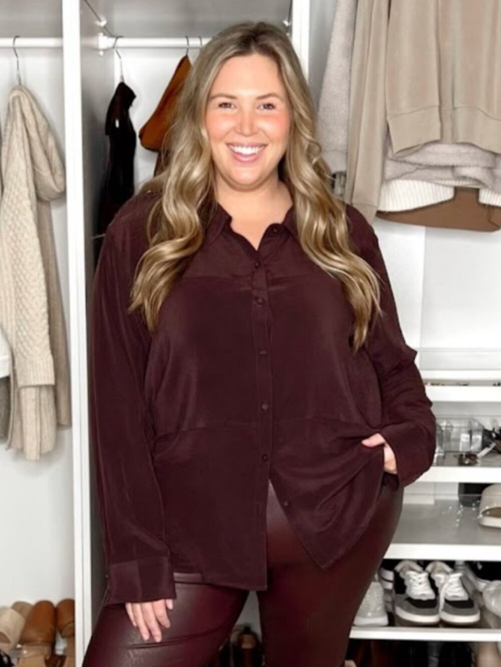 Spanx 100% silk button down